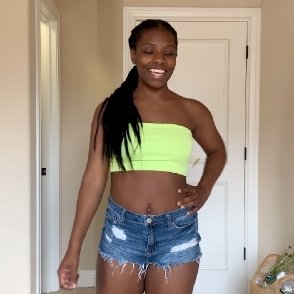 Lime Green Bandeau Crop Top